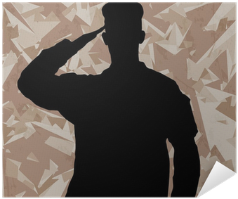 Silhouetted Salute Against Geometric Background
