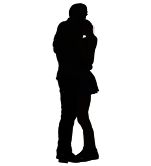 Silhouetteof Couple Embracing