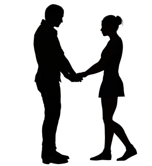 Silhouetteof Couple Holding Hands