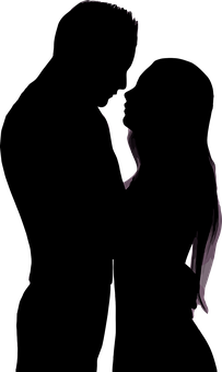 Silhouetteof Couple Kissing