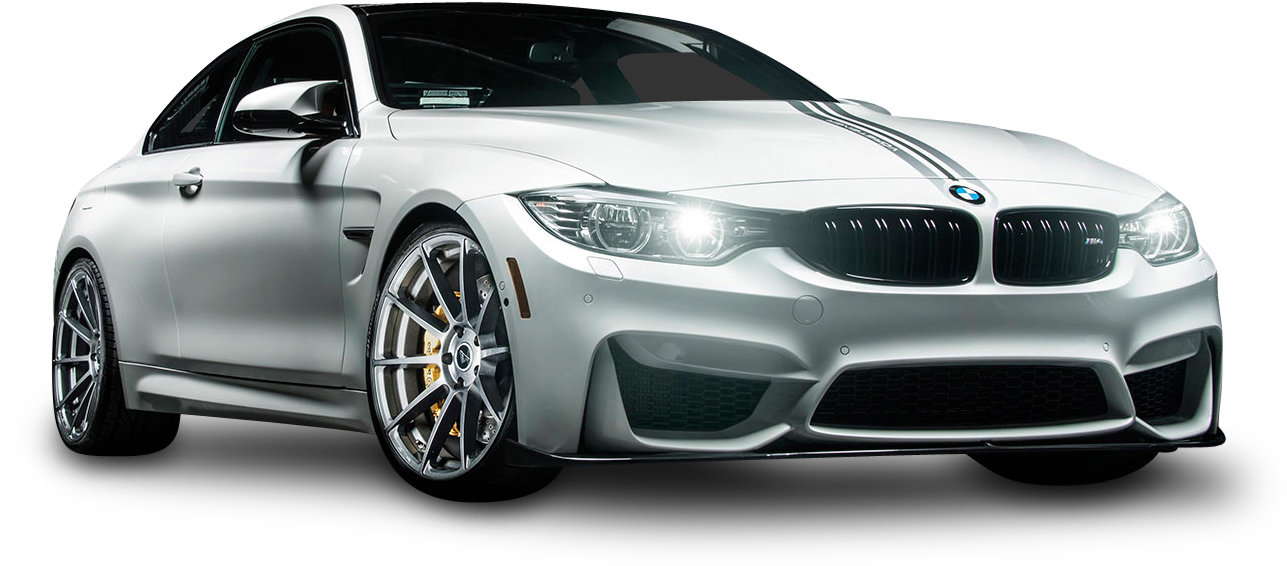 Silver B M W M4 Coupe Side View