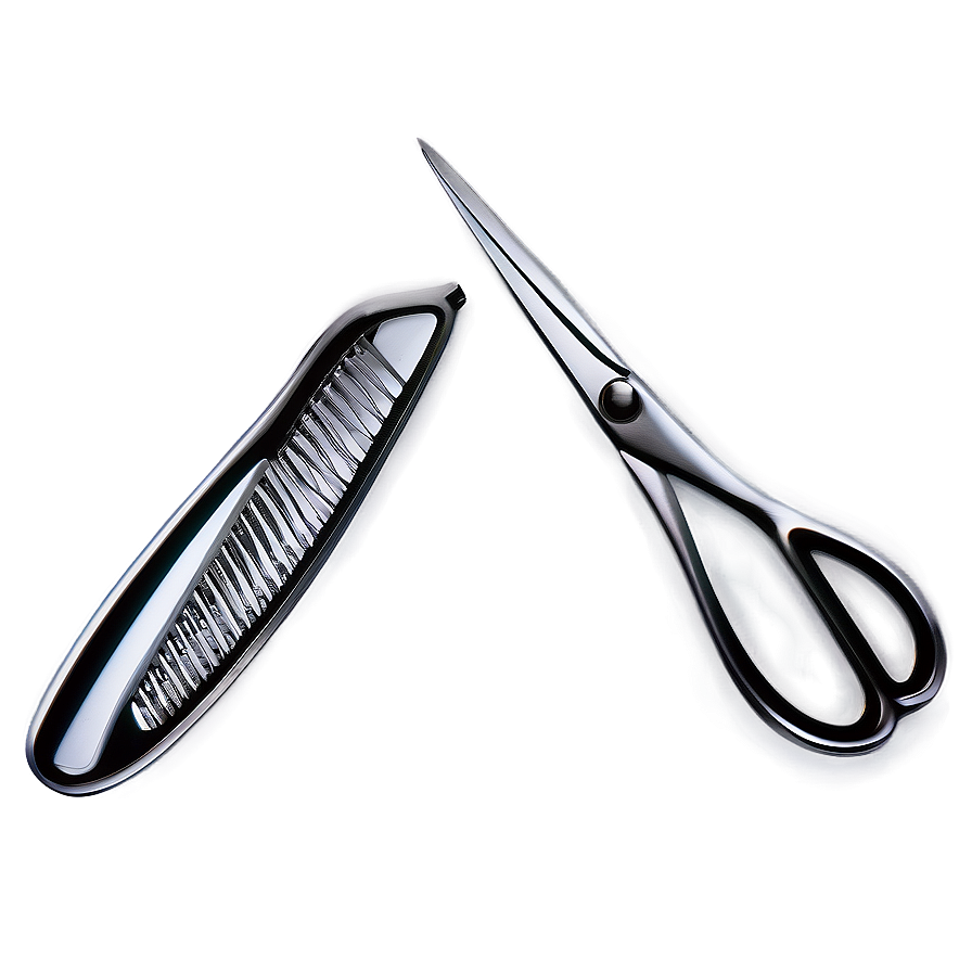 Silver Barber Scissors Png 26