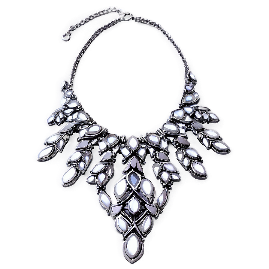 Silver Bib Necklace Png 06282024