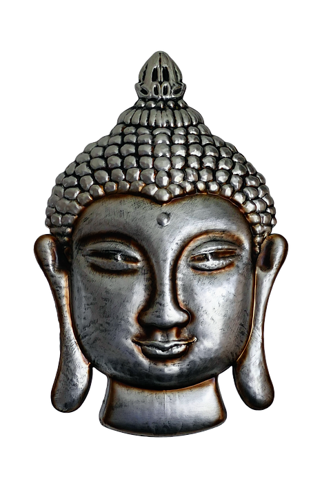 Silver Buddha Head Sculpture