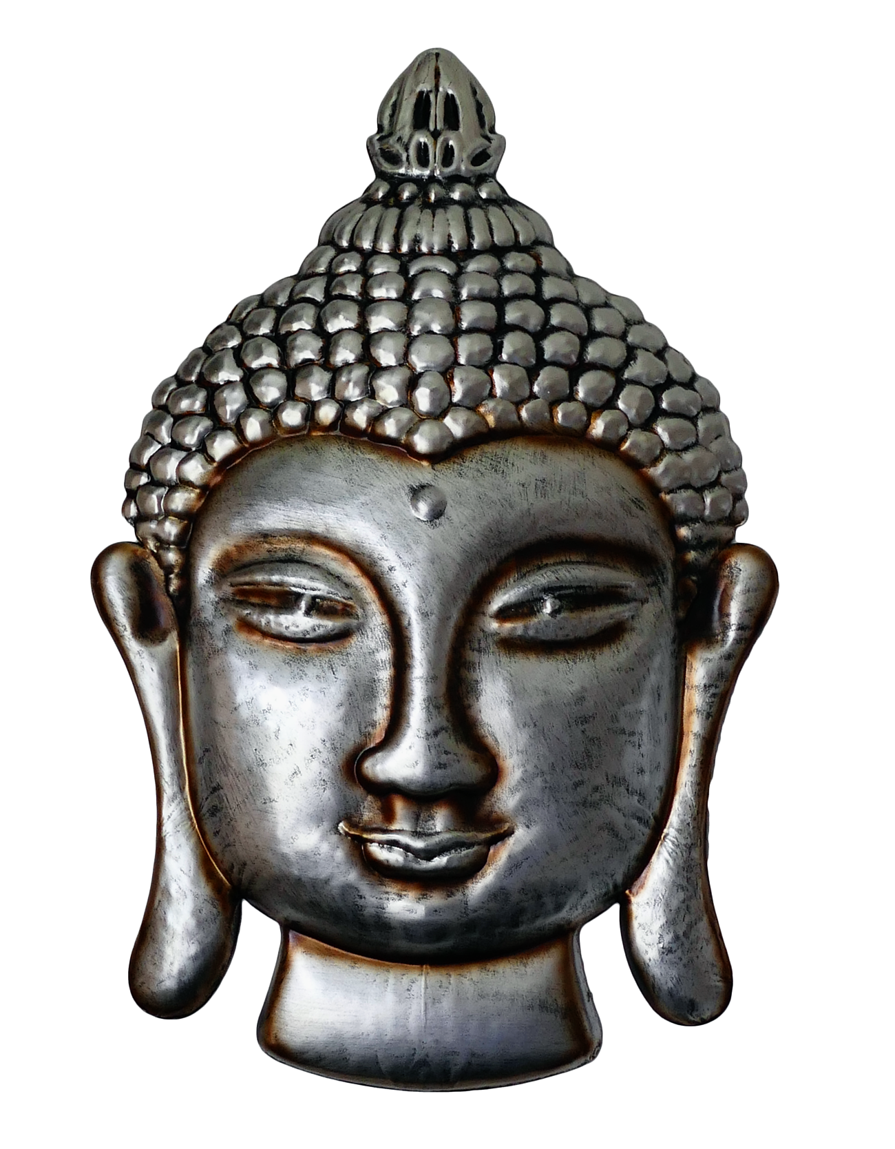 Silver Buddha Head Sculpture