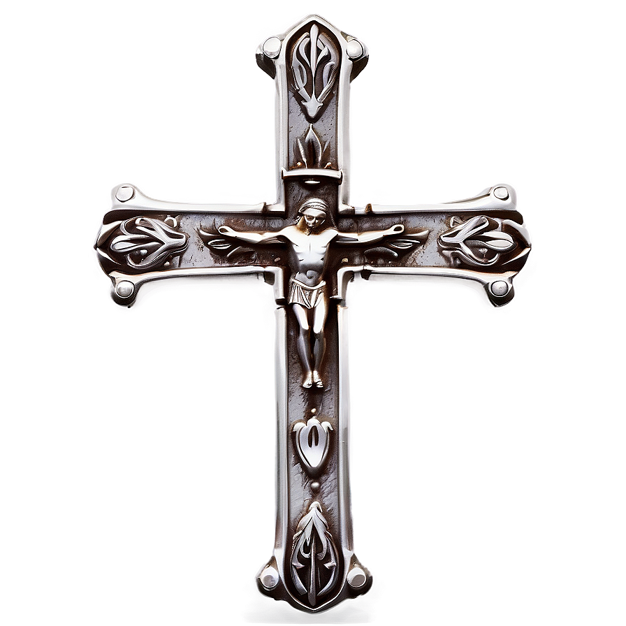 Silver Catholic Cross Artwork Png 81