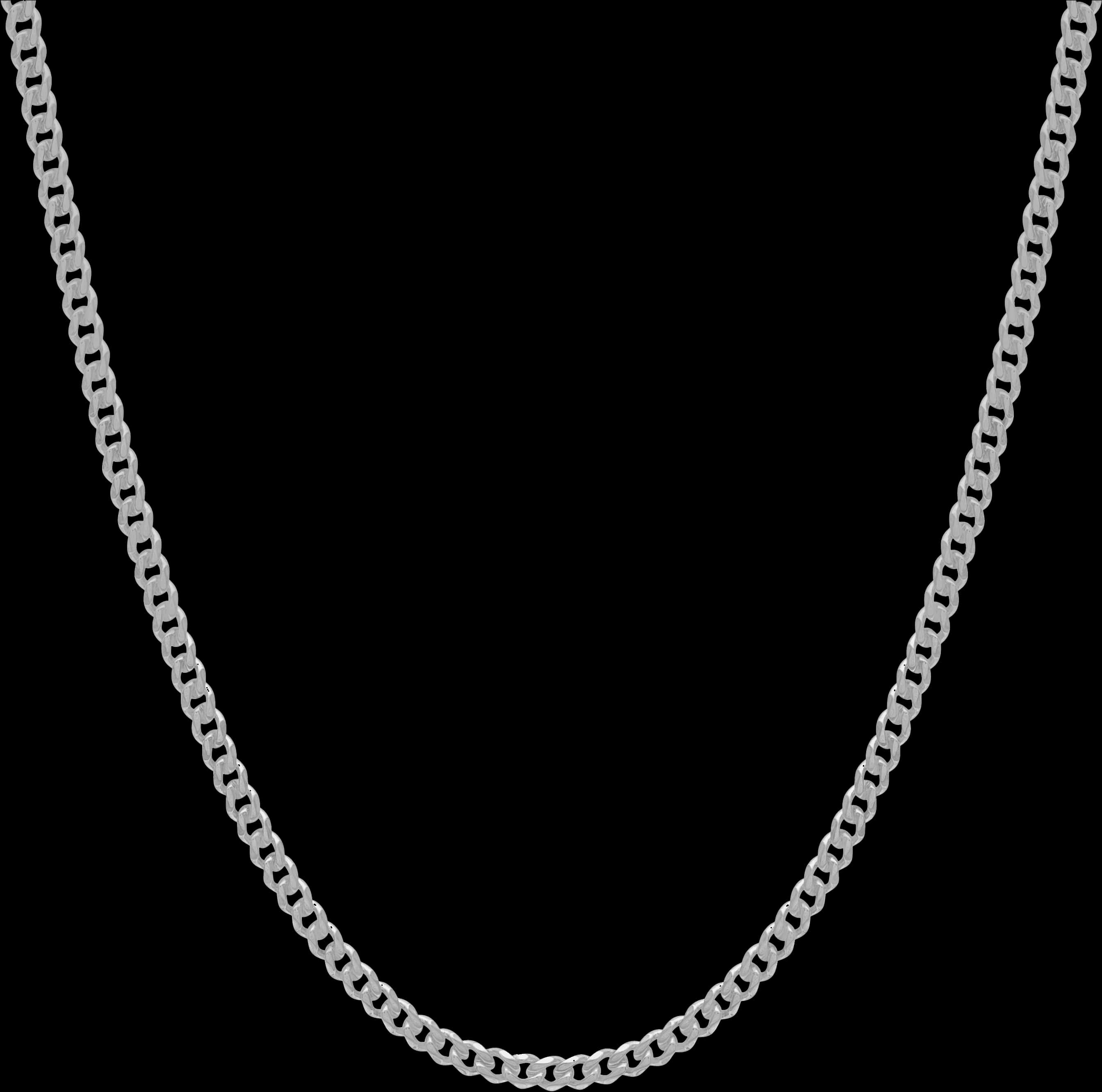 Silver Chain Necklace Black Background