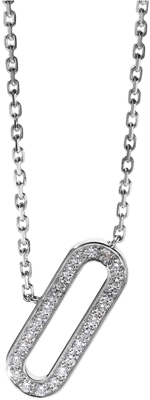 Silver Diamond Paperclip Pendant Chain