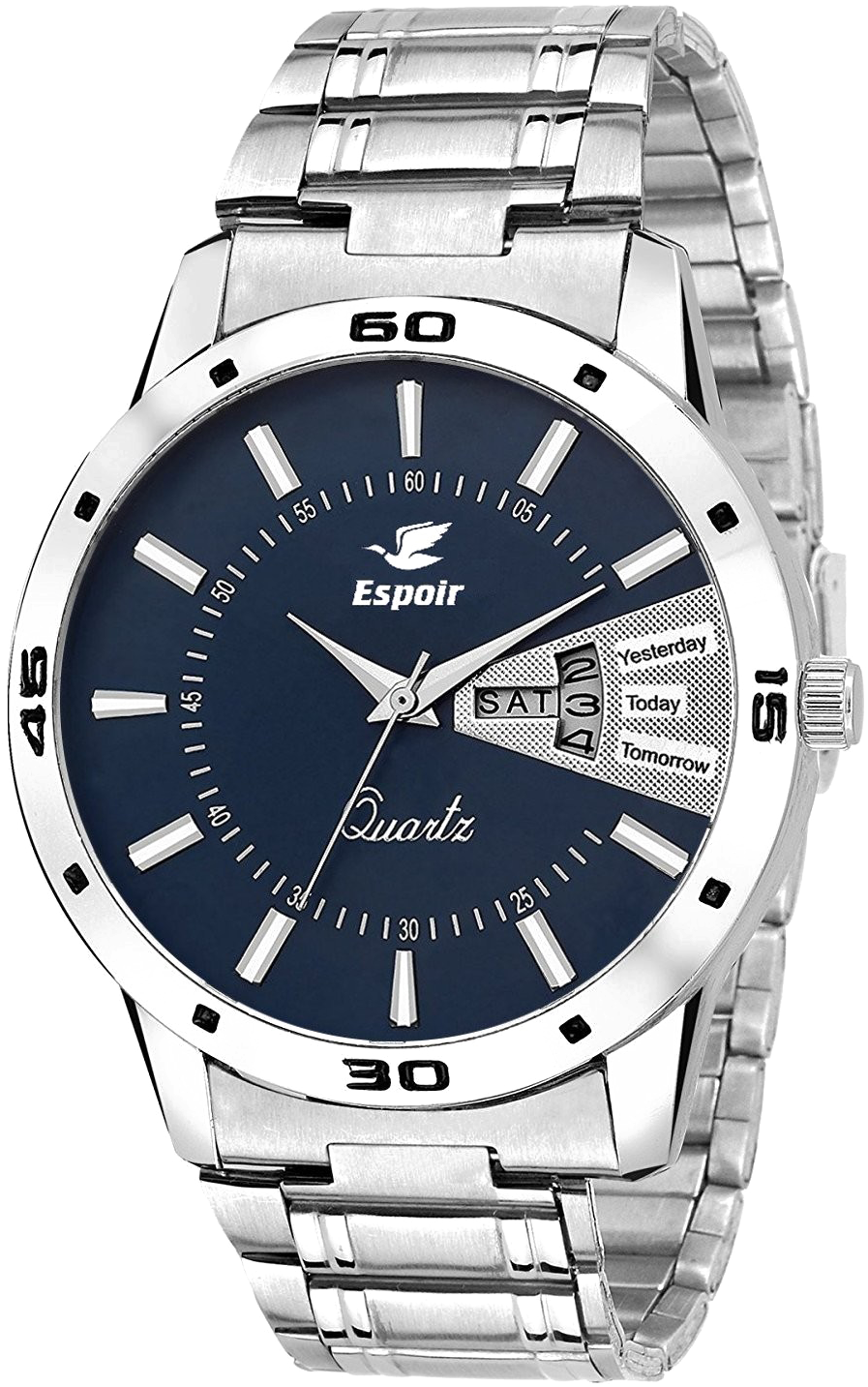 Silver Espoir Quartz Watchwith Blue Dial