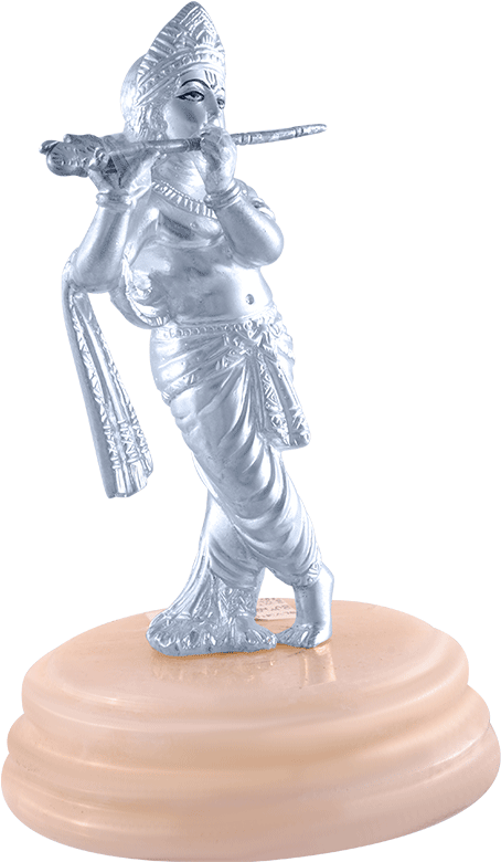 Silver Flute Player Statue