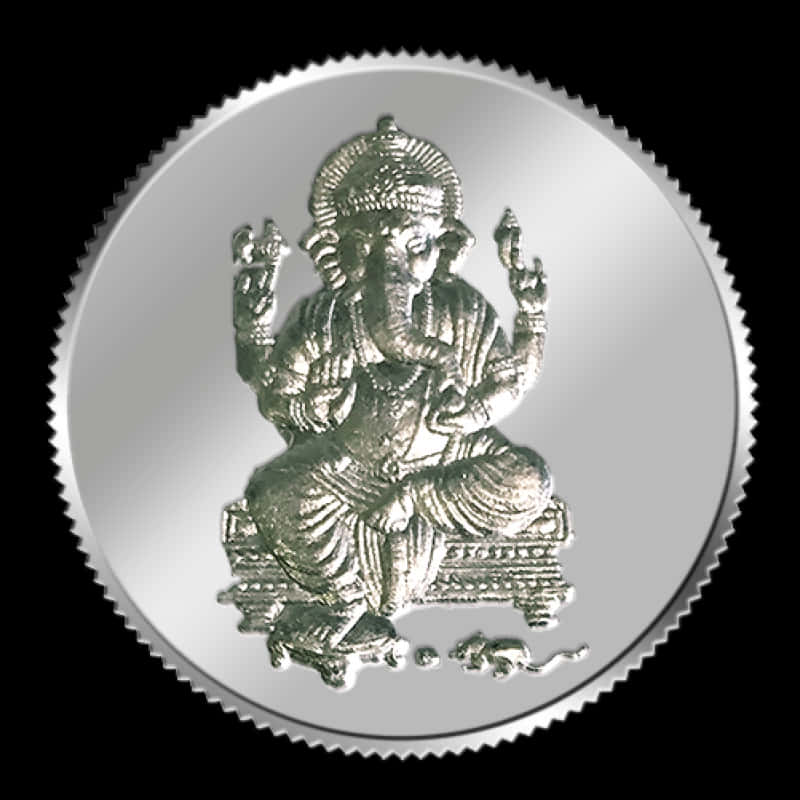 Silver Ganpati Embossed Coin