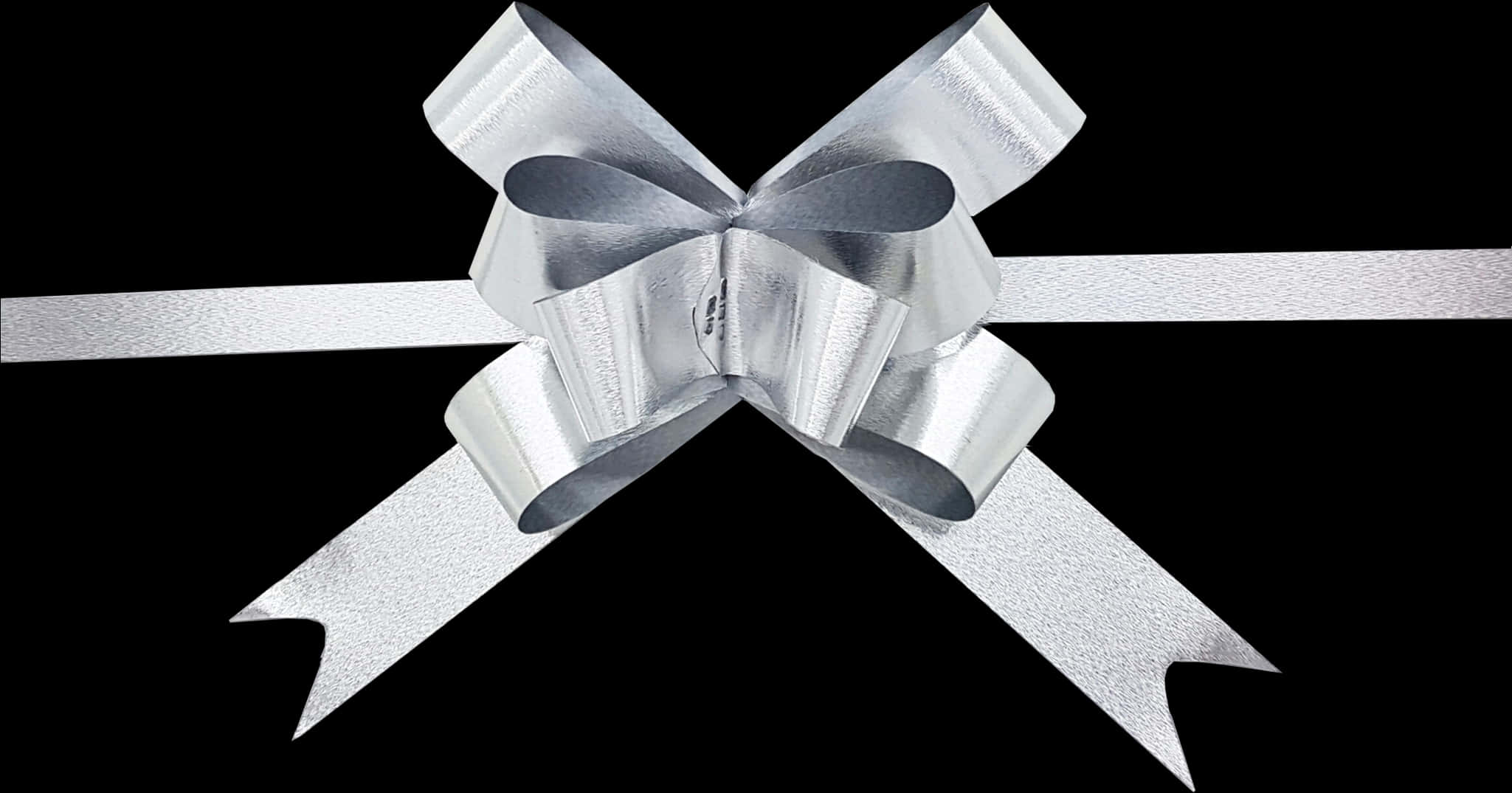 Silver Gift Bow Black Background