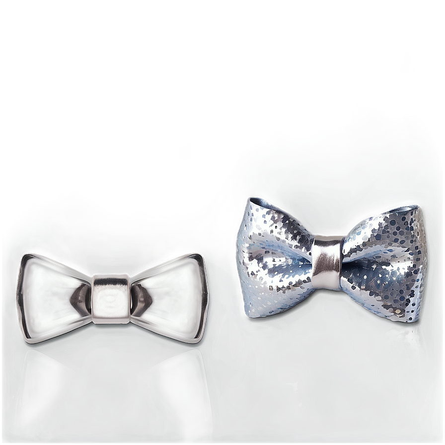 Silver Glitter Bow Tie Png 05252024