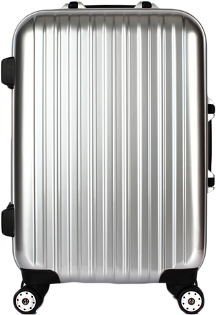 Silver Hardshell Suitcaseon White Background