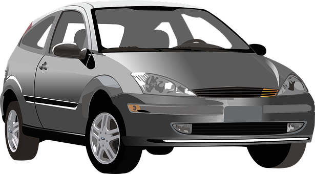 Silver Hatchback Car Illustration