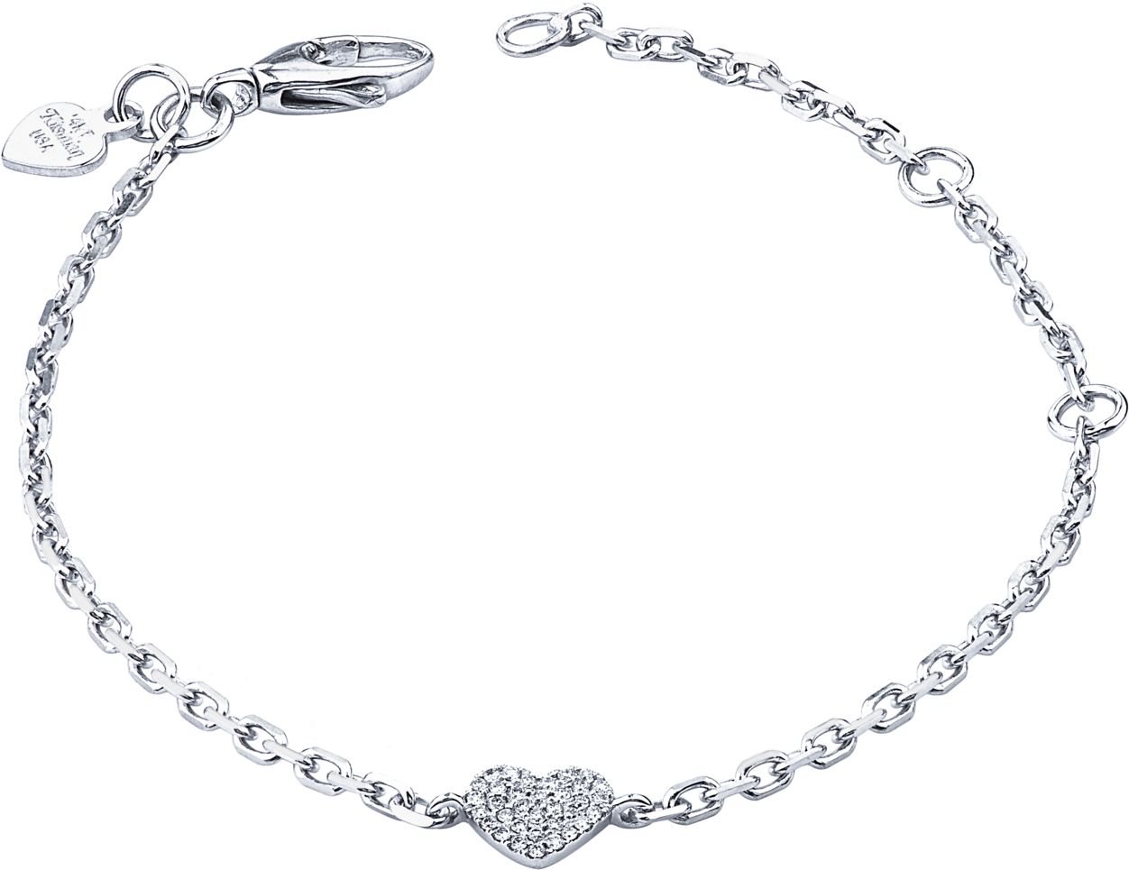 Silver Heart Diamond Bracelet