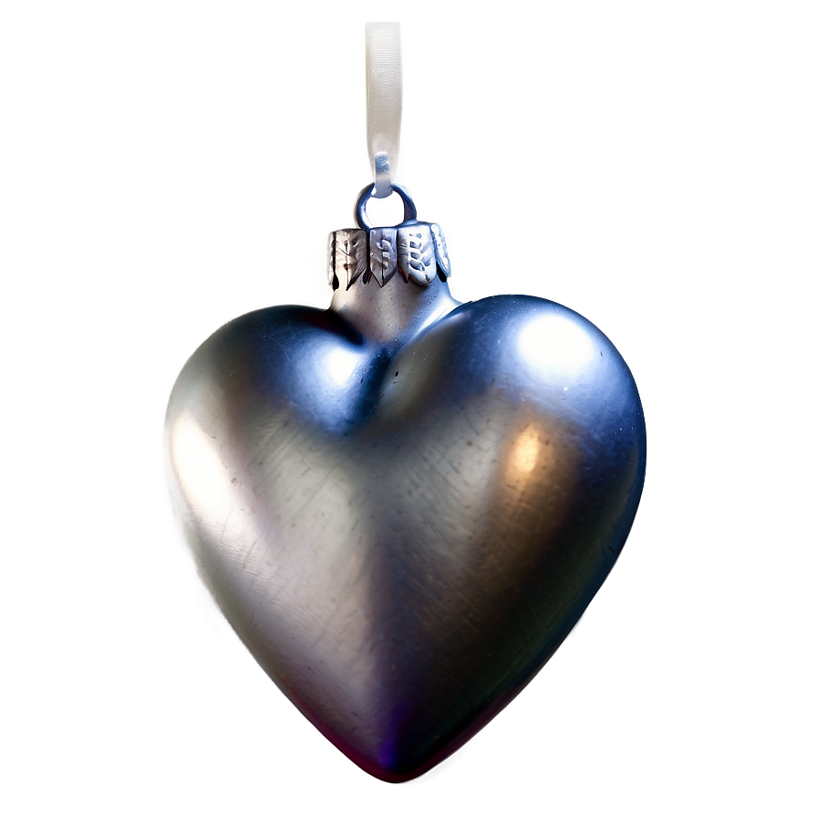 Silver Heart Ornament Png 06282024