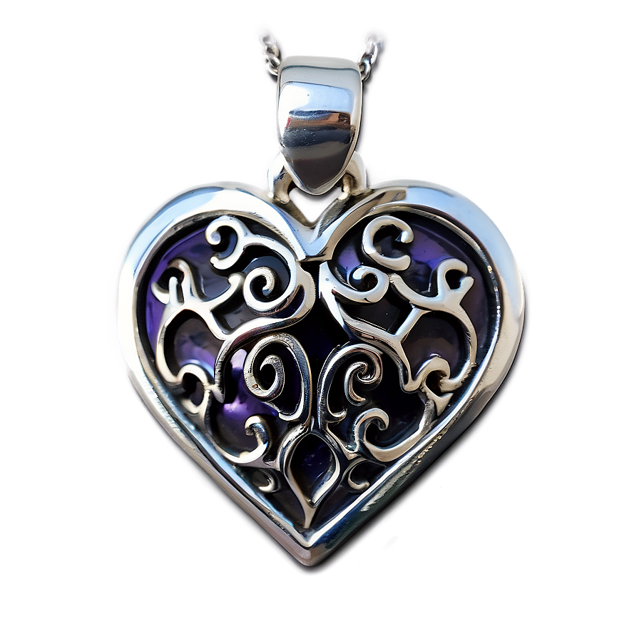 Silver Heart Pendant Png 06282024