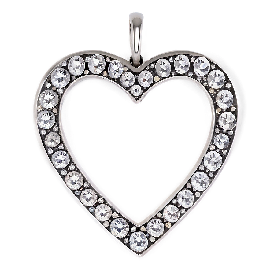 Silver Heart With Diamonds Png 90