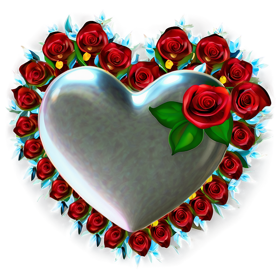 Silver Heart With Flowers Png 39