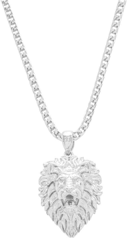 Silver Lion Pendant Necklace