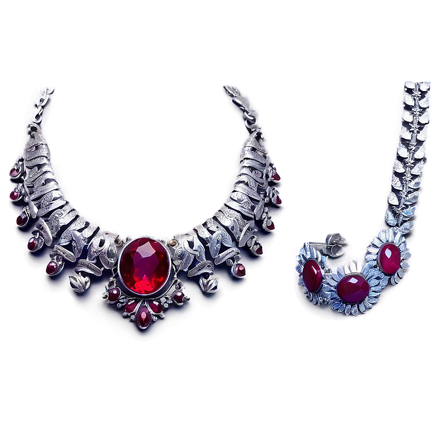 Silver Necklace Set Png 31