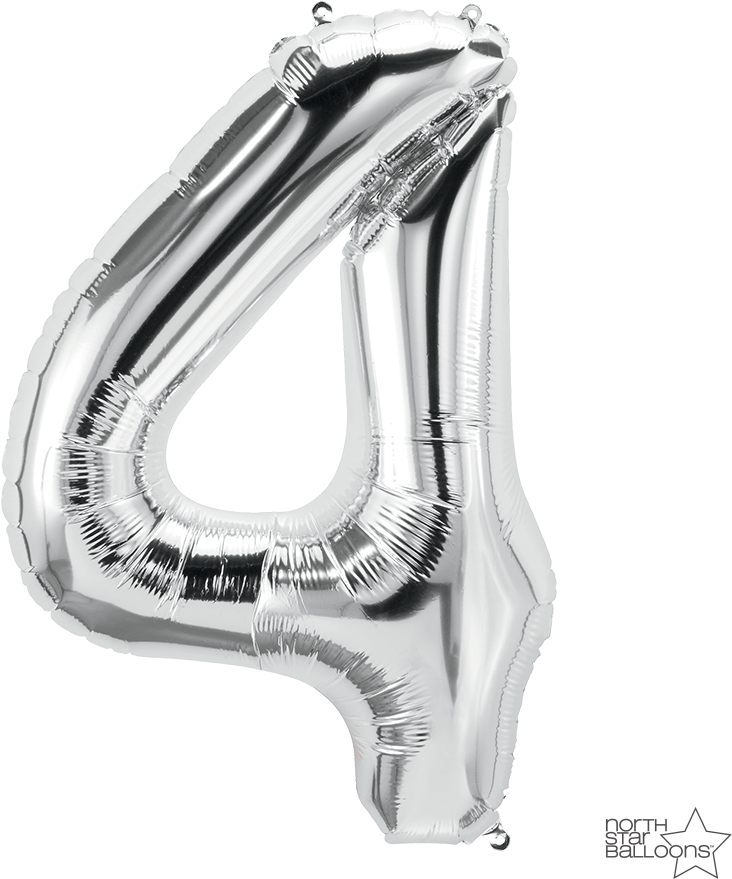 Silver Number4 Balloon