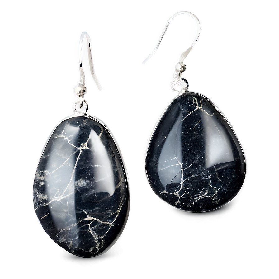 Silver Obsidian Earrings Png 96