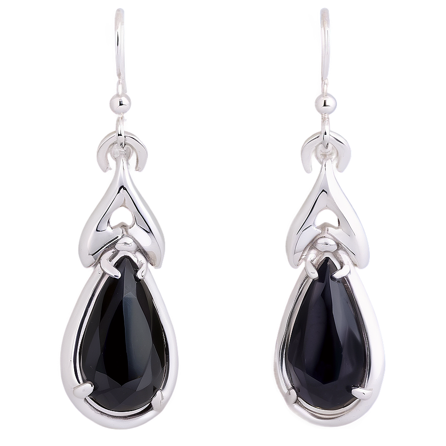 Silver Obsidian Earrings Png Stp