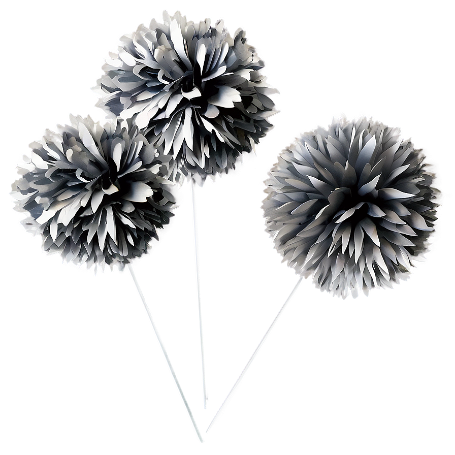 Silver Pom Poms Png 06132024