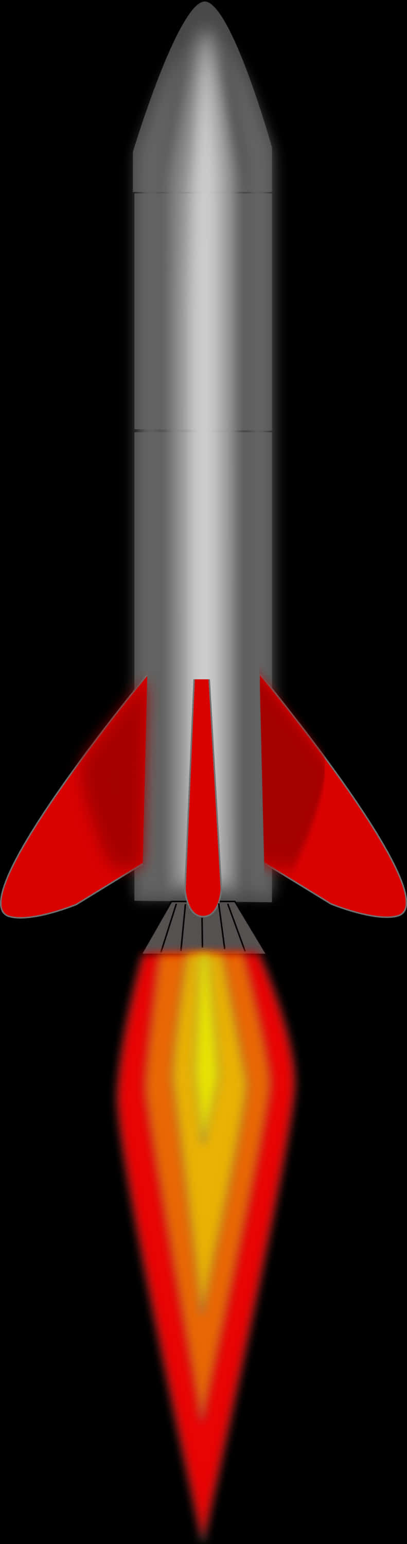 Silver Rocket Red Fins Flame Propulsion