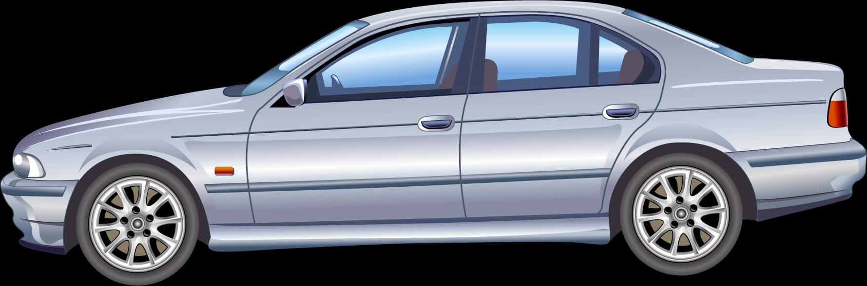 Silver Sedan Side View Vector