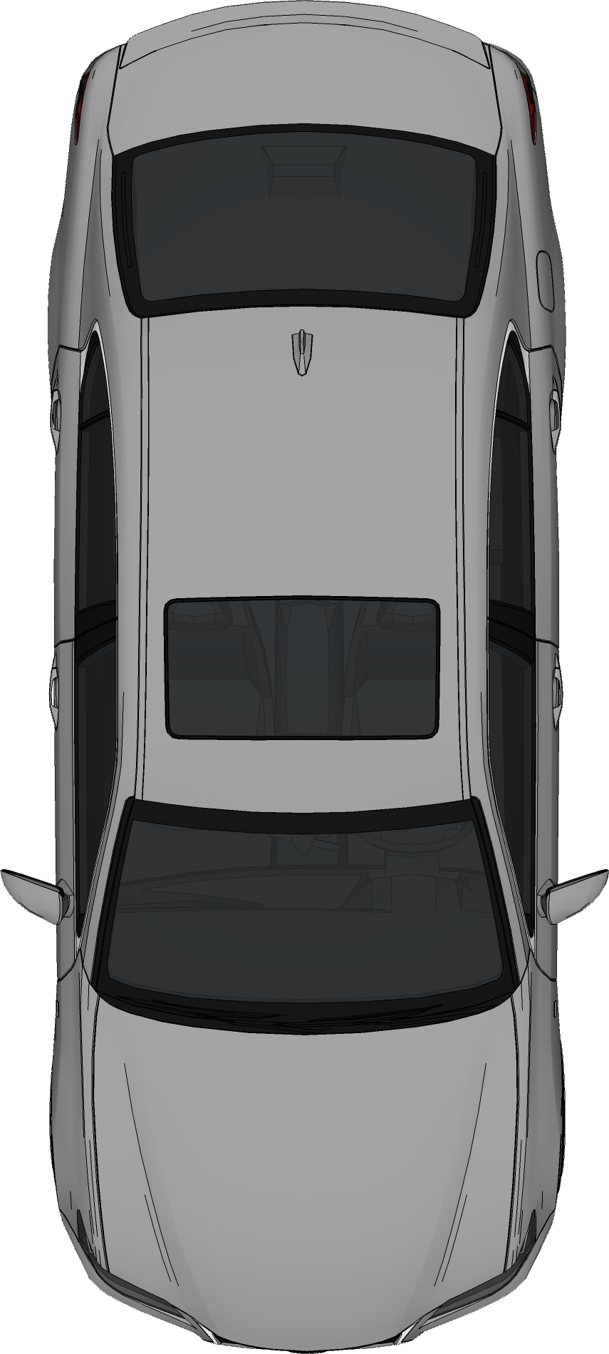 Silver Sedan Top View Illustration