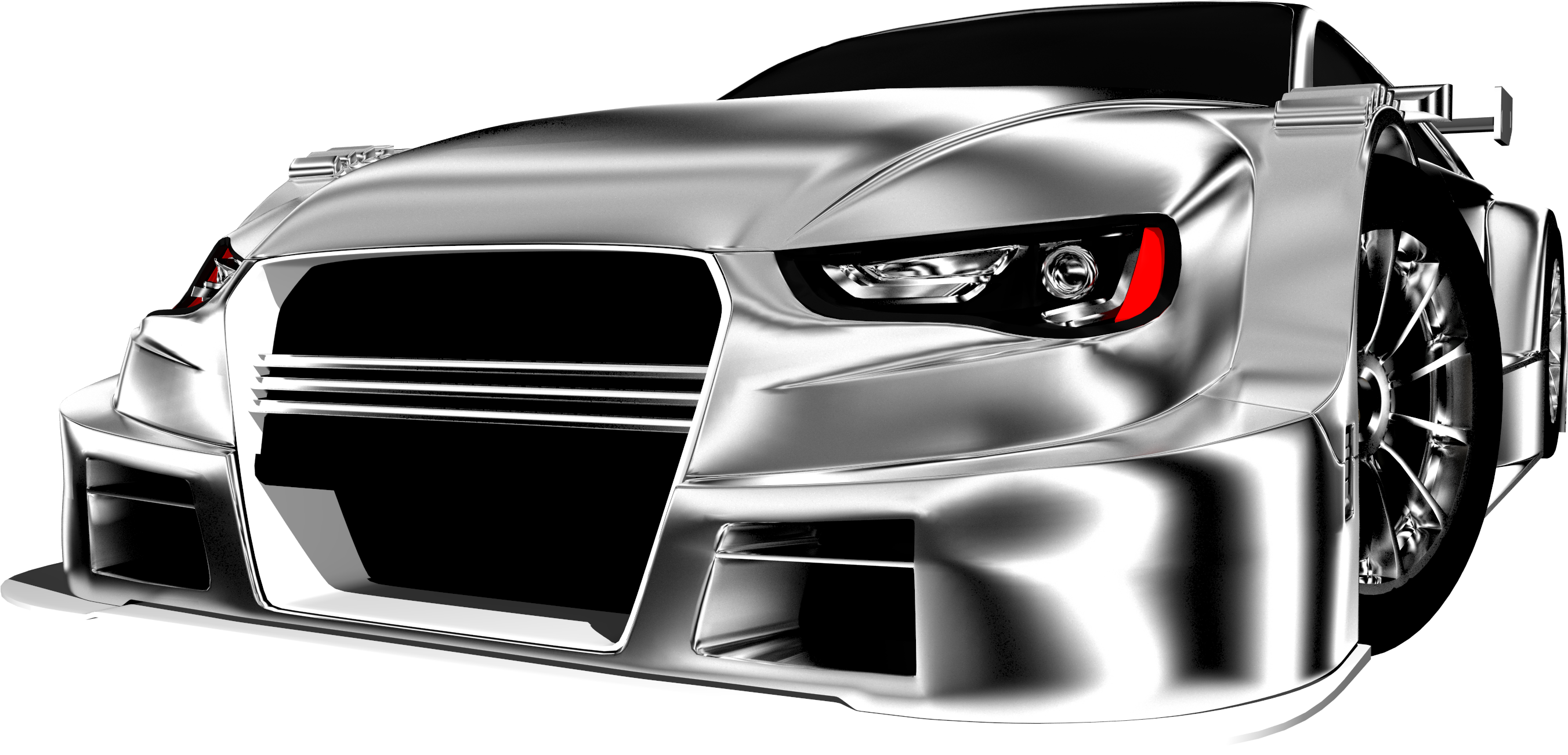 Silver Sports Car Concept Design