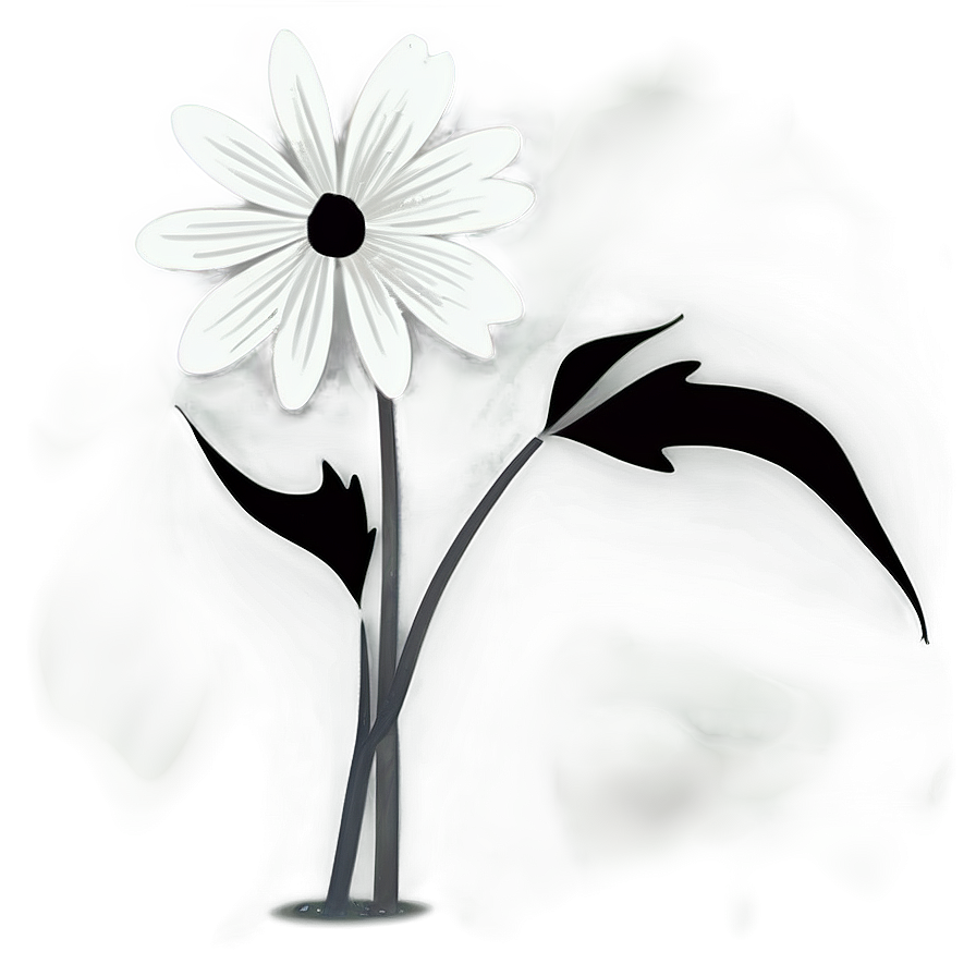 Simple Black And White Flower Png 05252024