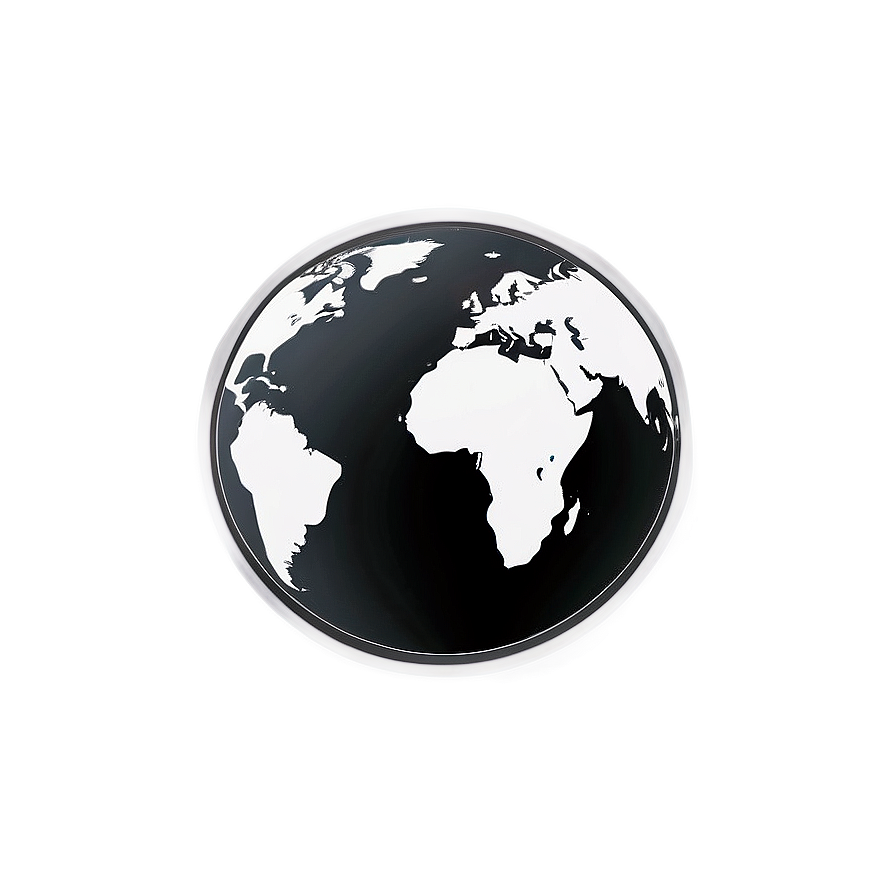 Simple Black And White Globe Graphic Png Vws92