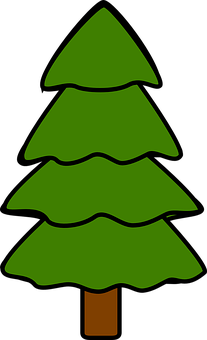 Simplified Green Pine Tree Graphic