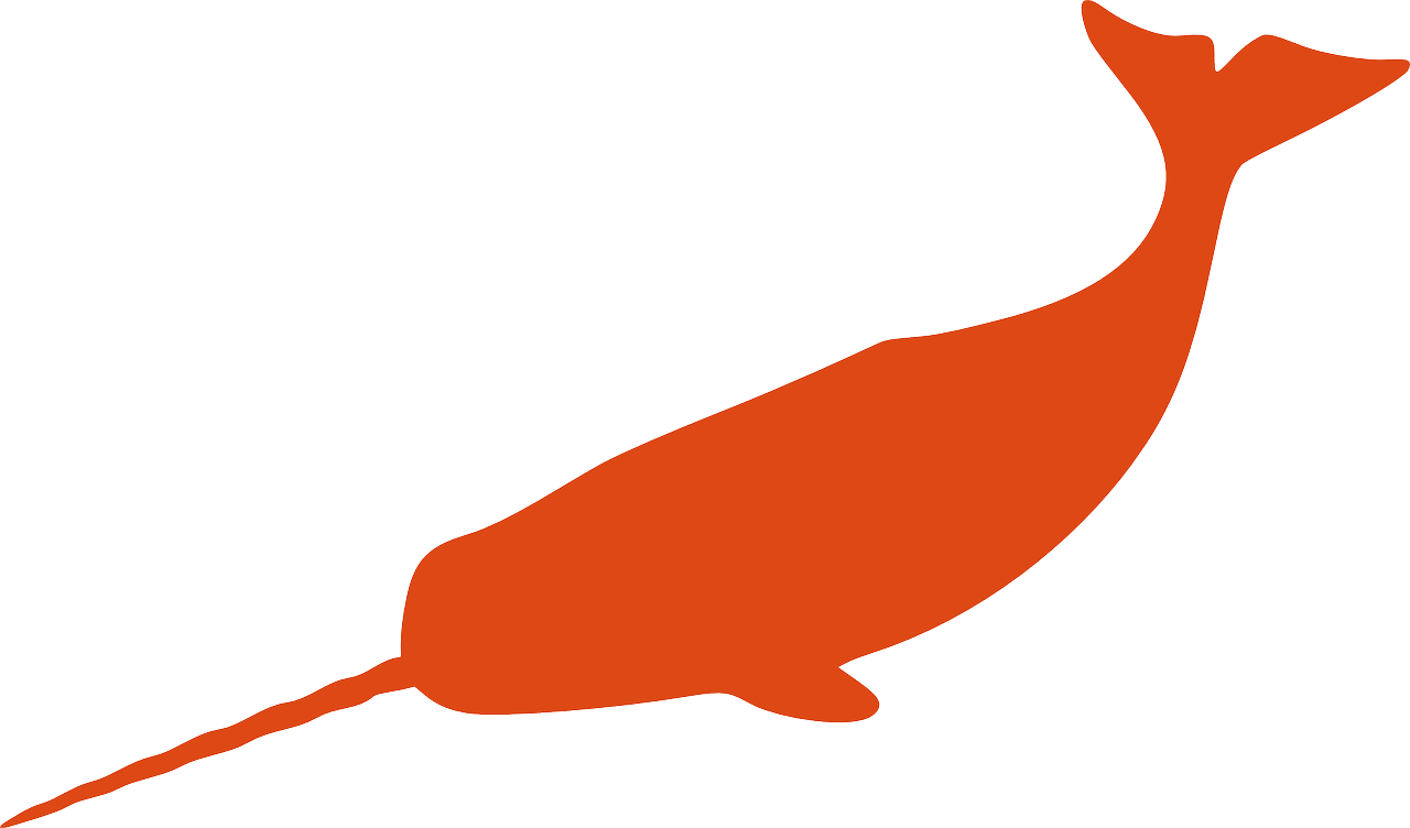 Simplified Orange Narwhal Silhouette