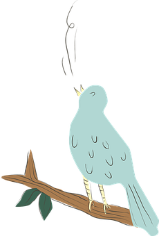 Singing_ Bird_on_ Branch_ Vector