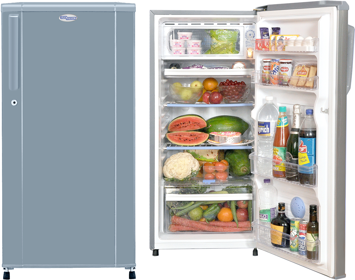 Single Door Refrigerator Fullof Food Items