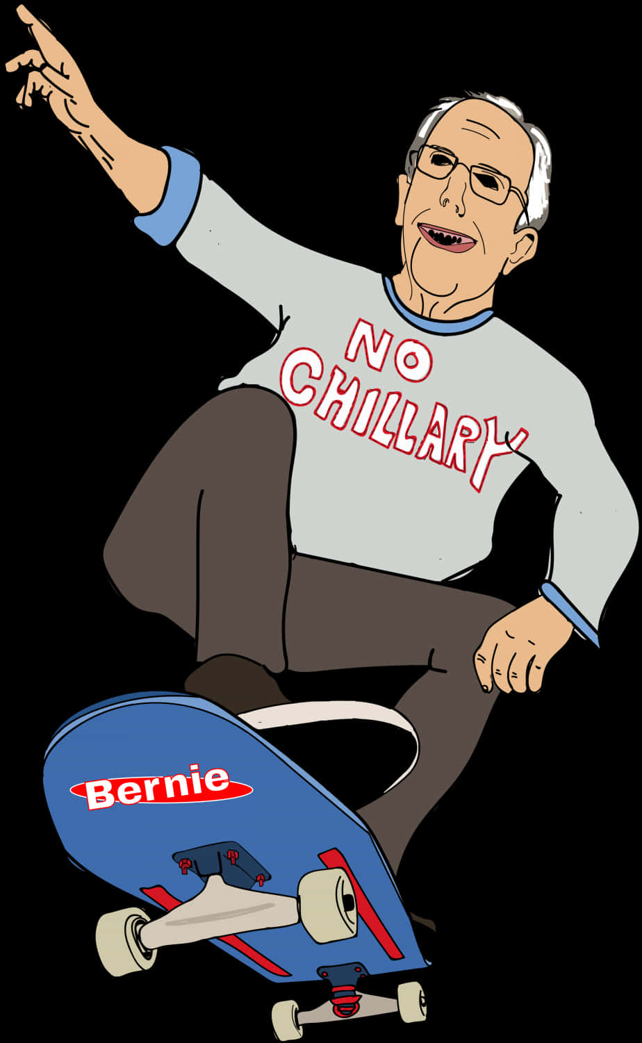 Skateboarding Bernie Sanders Cartoon