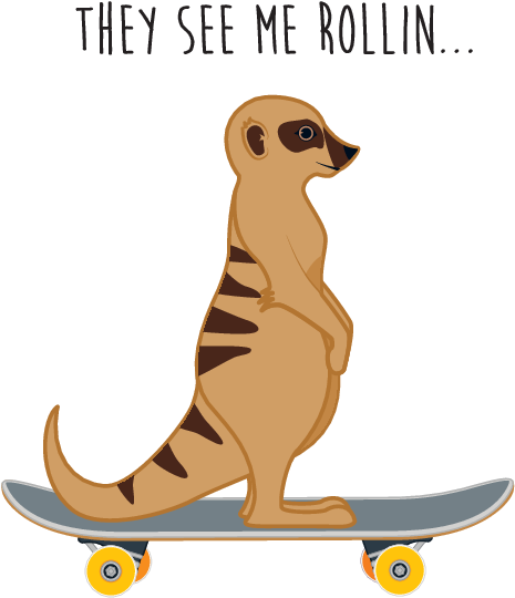 Skateboarding Meerkat Cartoon