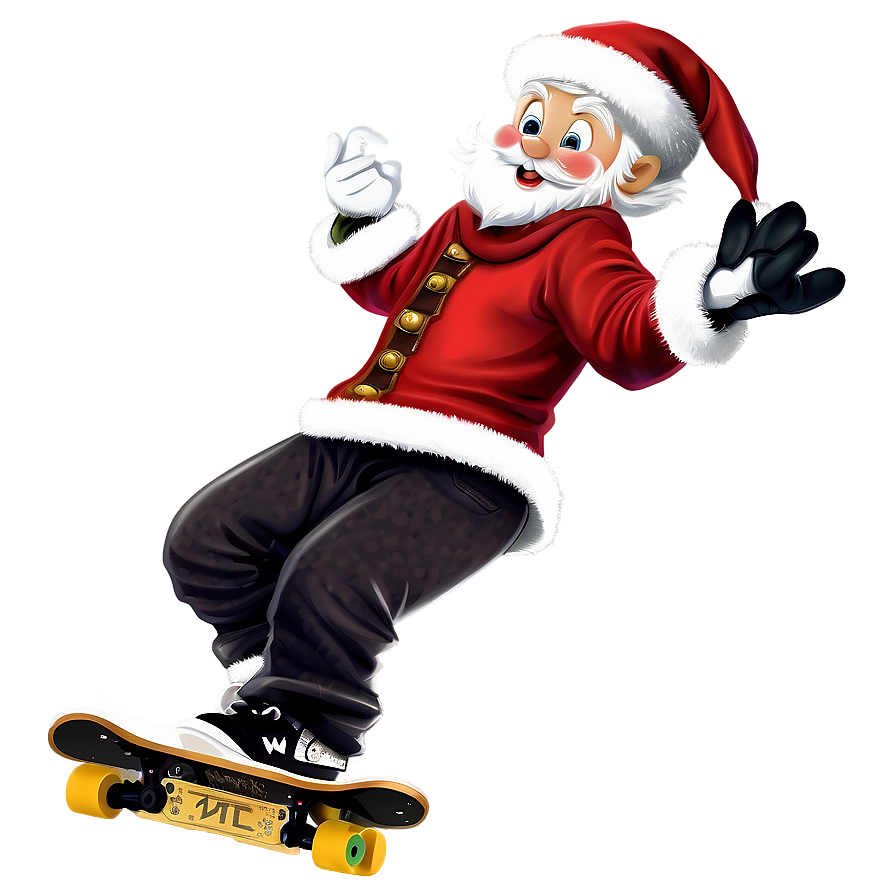 Skateboarding Santa Cartoon Png 06282024