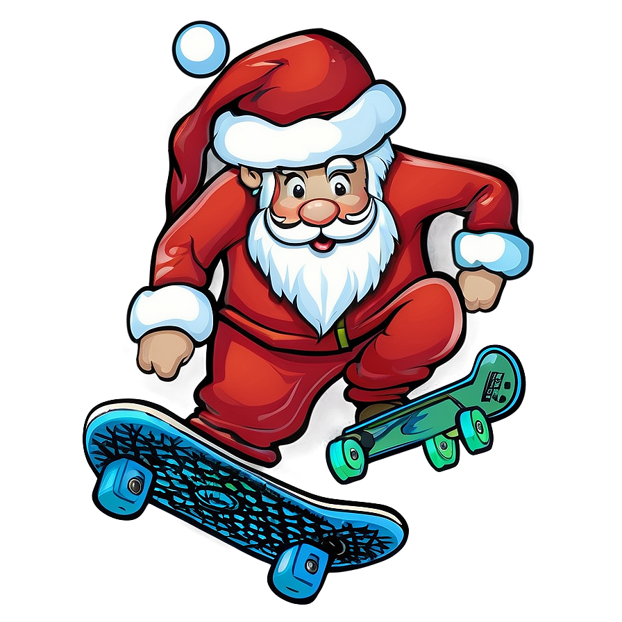 Skateboarding Santa Cartoon Png 85