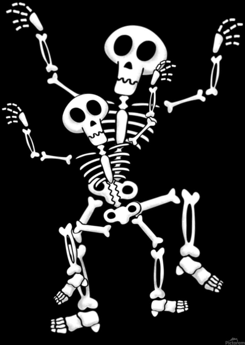 Skeleton Family Hanging Out Together