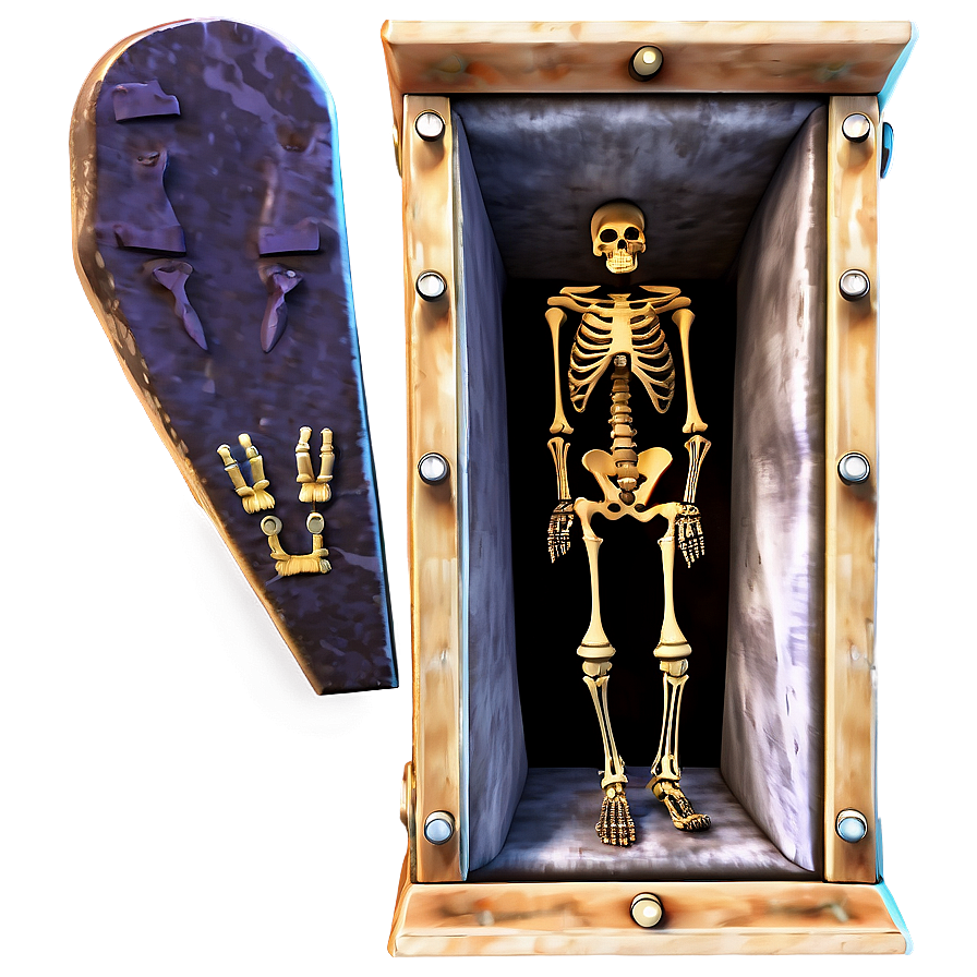 Skeleton In Coffin Png 05032024