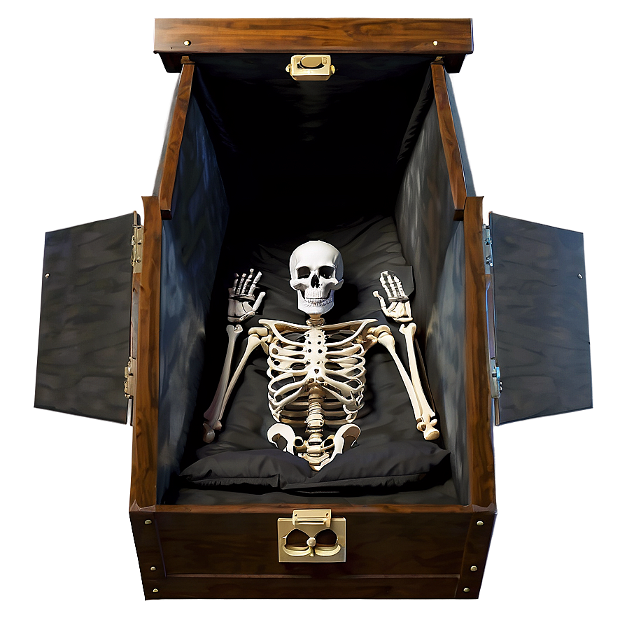 Skeleton In Coffin Png 05032024