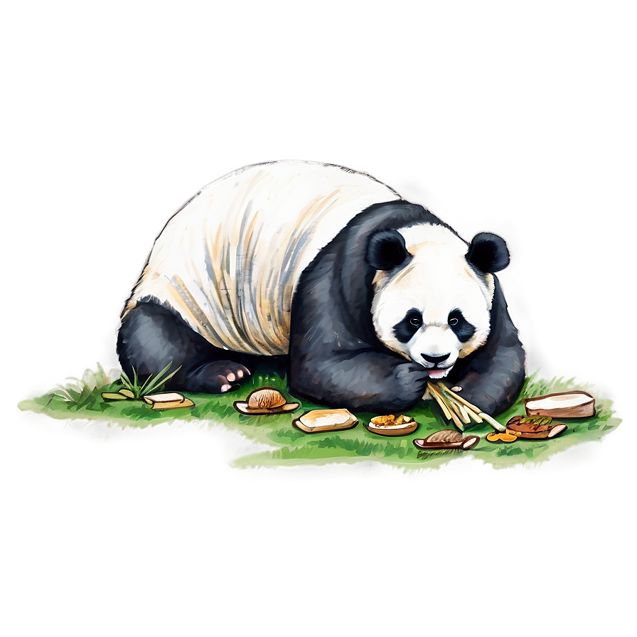 Sketch Of Panda Eating Png Jia