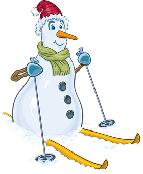 Skiing Snowman Holiday Illustration