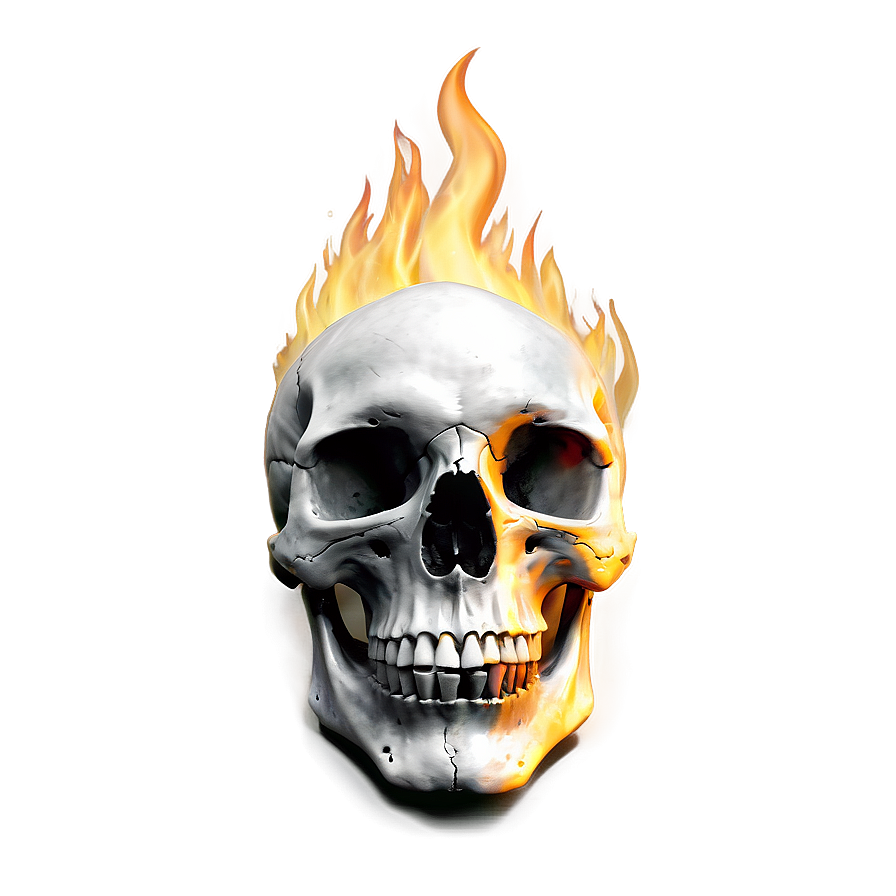 Skull On Fire Drawing Png 06252024